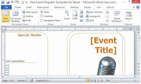 Free event Program Template Unique Free event Program Template for Word