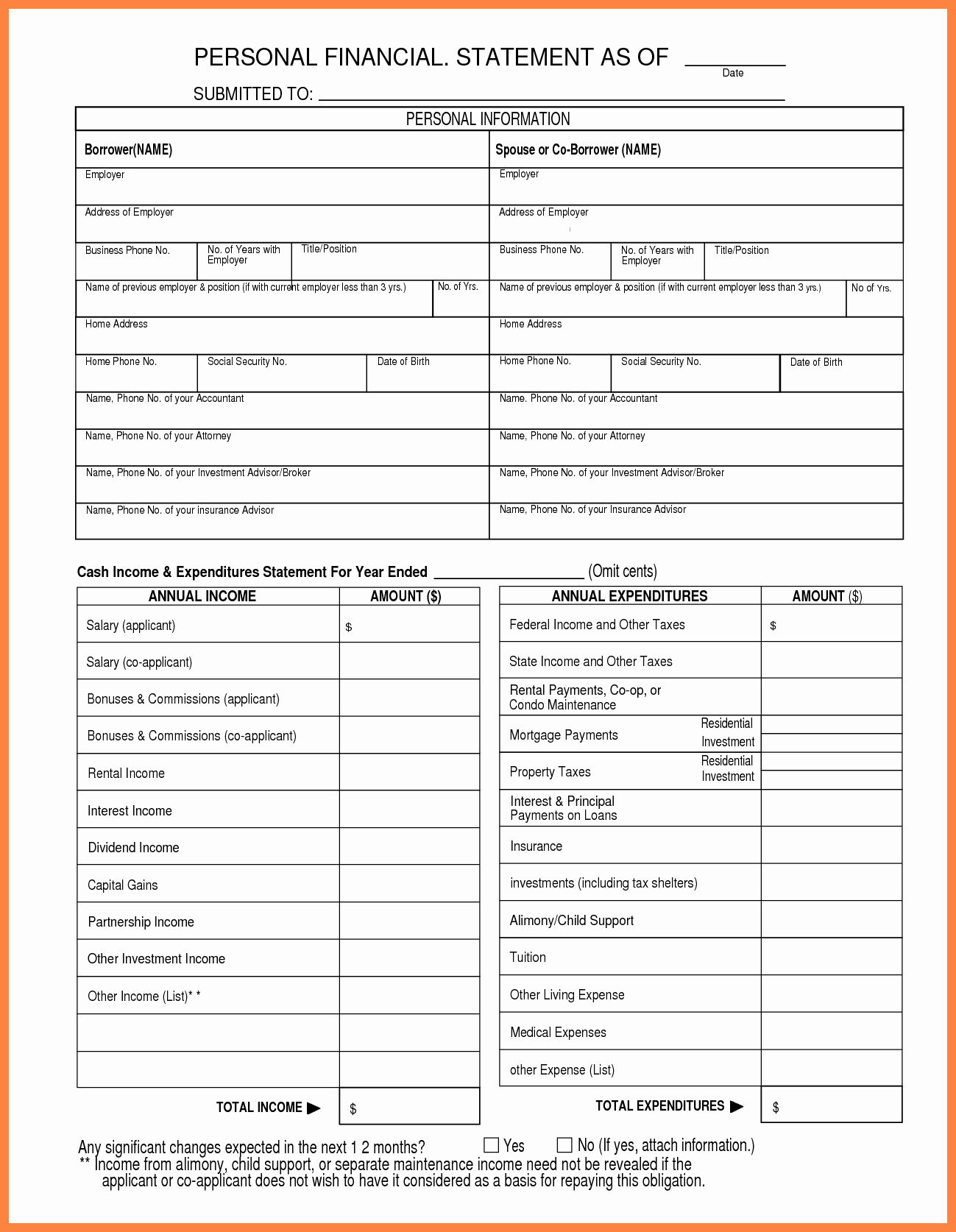 Free Financial Statement Template Lovely Personal Financial Statement Template Sarahepps