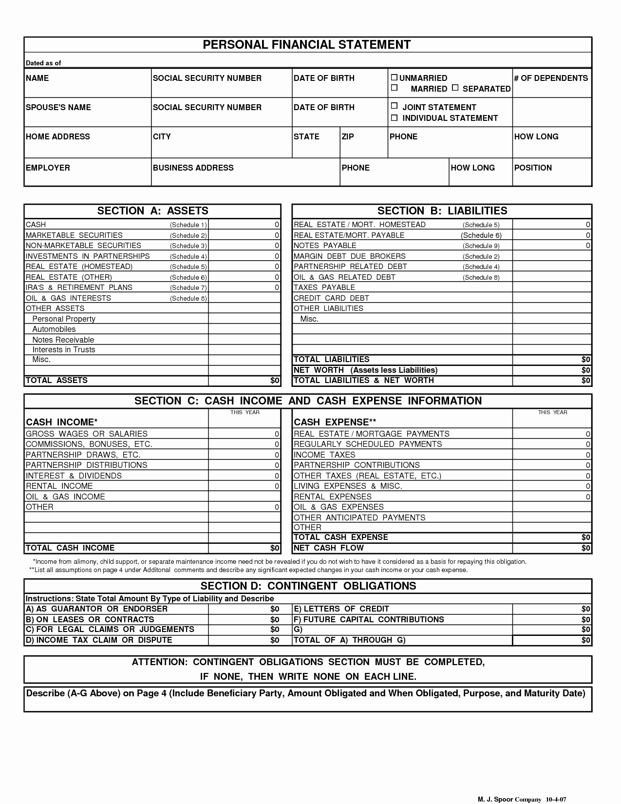Free Financial Statement Template New Personal Financial Statement Template
