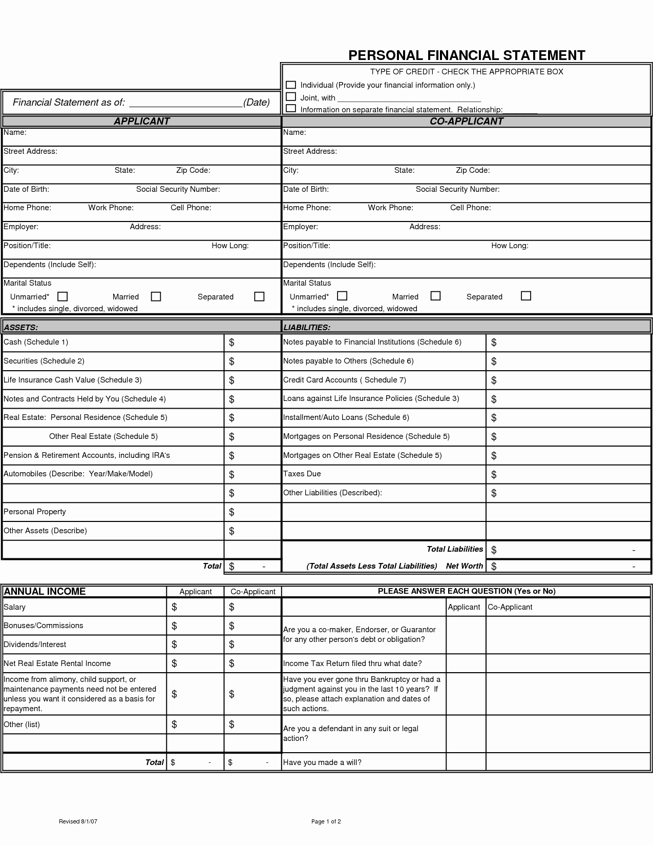 Free Financial Statement Template New Simple Personal Financial Statement Sample