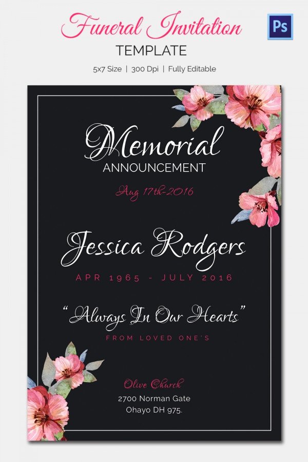Free Funeral Invitation Template Fresh 15 Funeral Invitation Templates – Free Sample Example