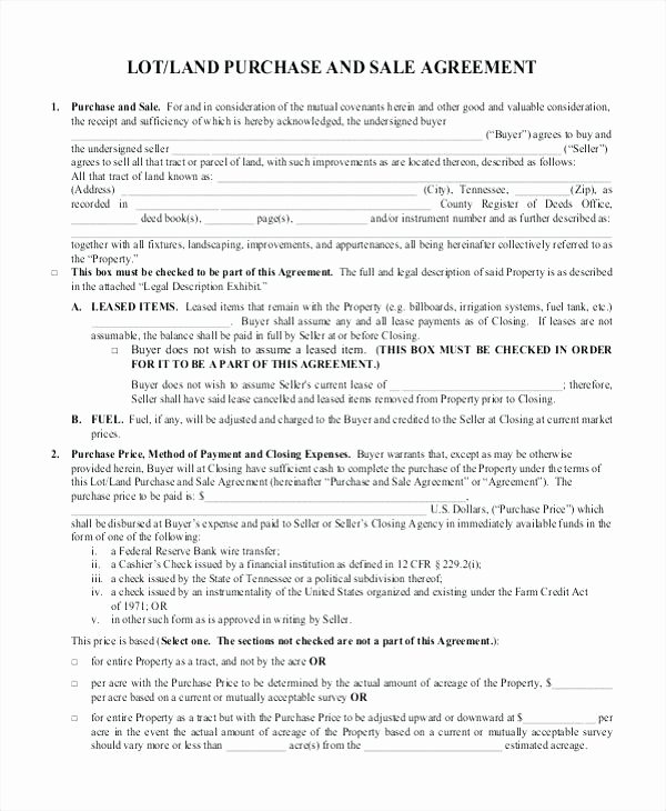Free Land Contract Template Best Of Sample Land Purchase Agreement Printable Contract form