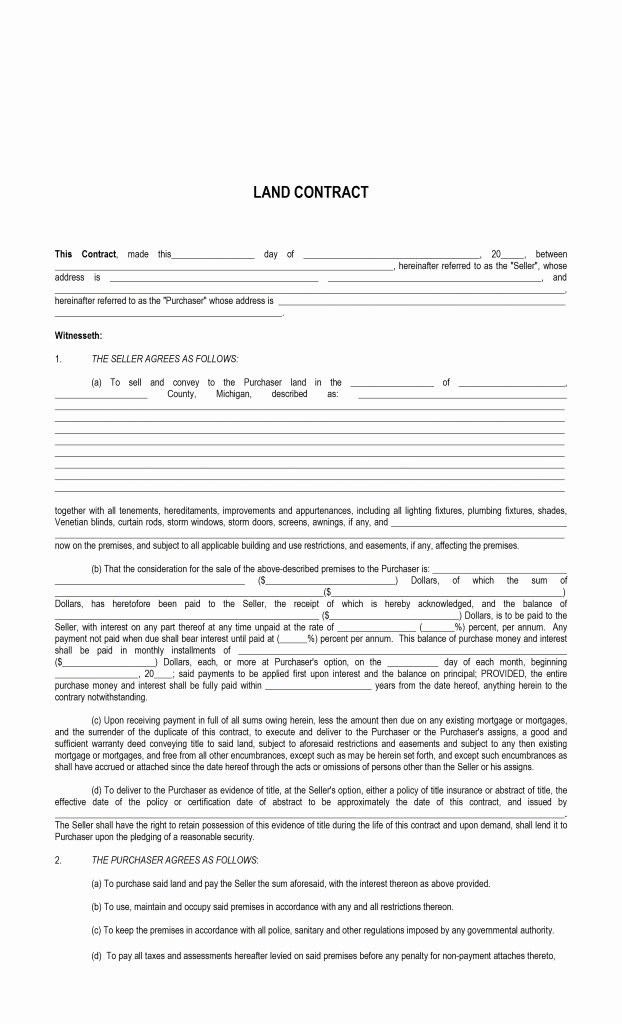 Free Land Contract Template Elegant Lease Agreement Template Microsoft Word Templates