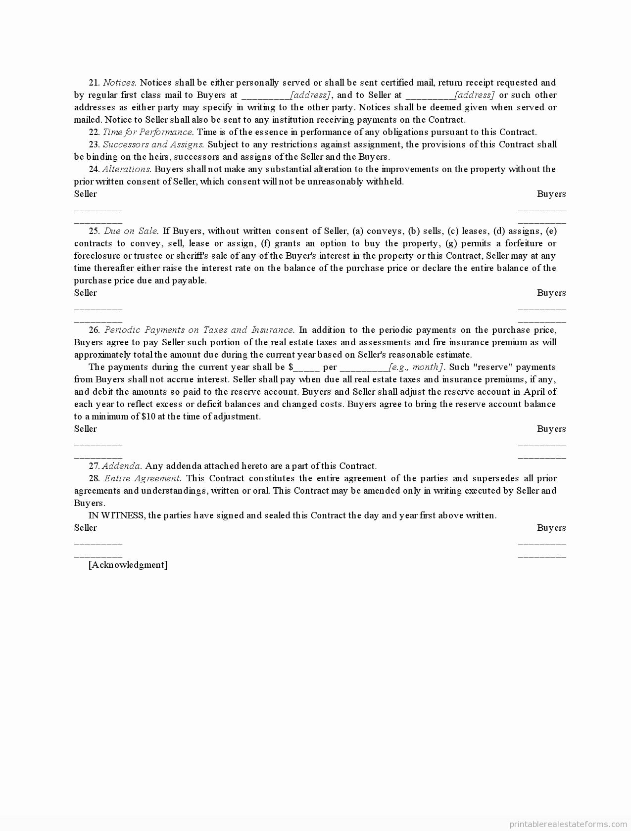 Free Land Contract Template New Free Installment Land Contract form
