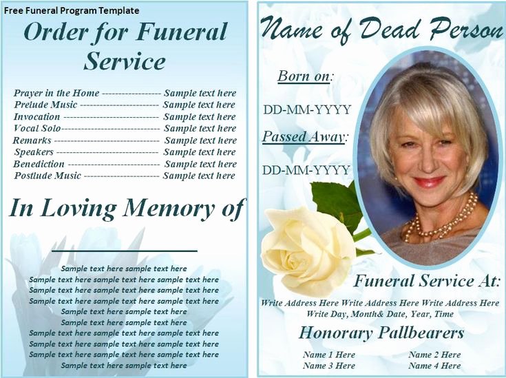 Free Memorial Cards Template Lovely Free Funeral Program Templates