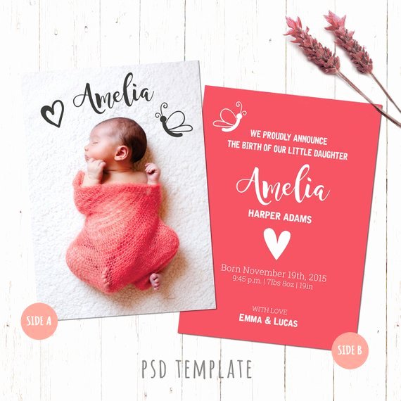 Free Pregnancy Announcement Template New Items Similar to Birth Announcement Template Card Baby