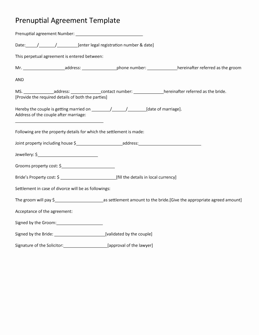 Free Prenup Agreement Template Inspirational 31 Free Prenuptial Agreement Samples &amp; forms Free