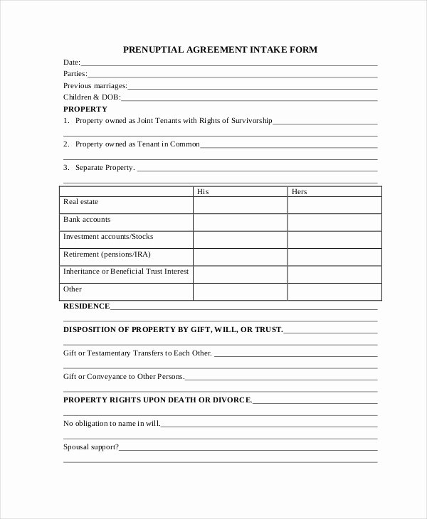 Free Prenup Agreement Template Lovely 7 Prenuptial Agreement Samples Free Word Pdf format