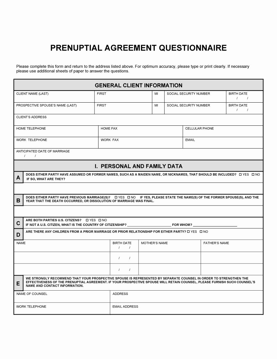 Free Prenup Agreement Template New 31 Free Prenuptial Agreement Samples &amp; forms Free