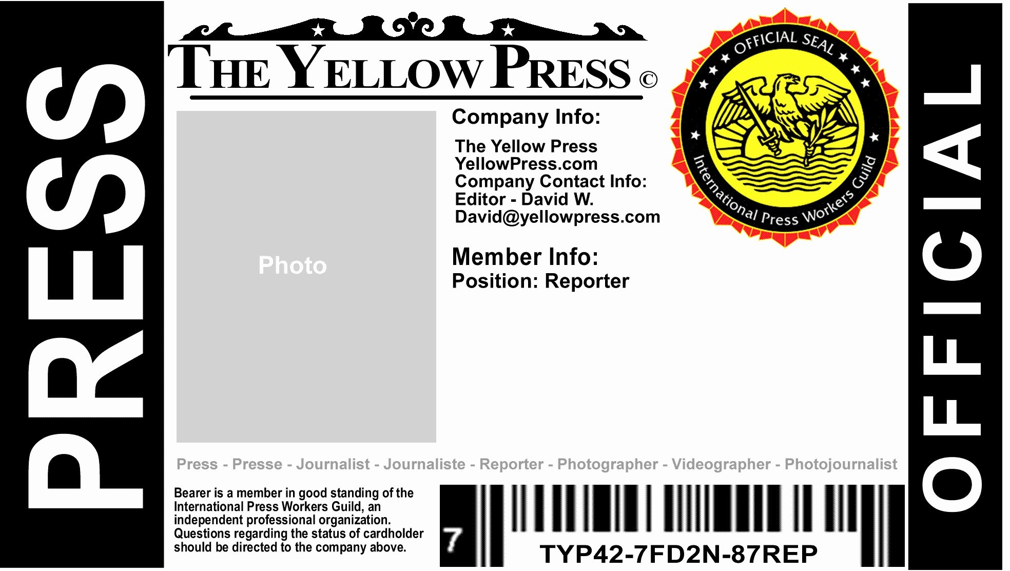 Free Press Pass Template Lovely Free Press Pass the Yellow Document Passes Template