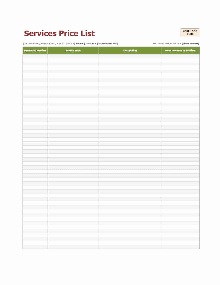 Free Price List Template Fresh 40 Free Price List Templates Price Sheet Templates
