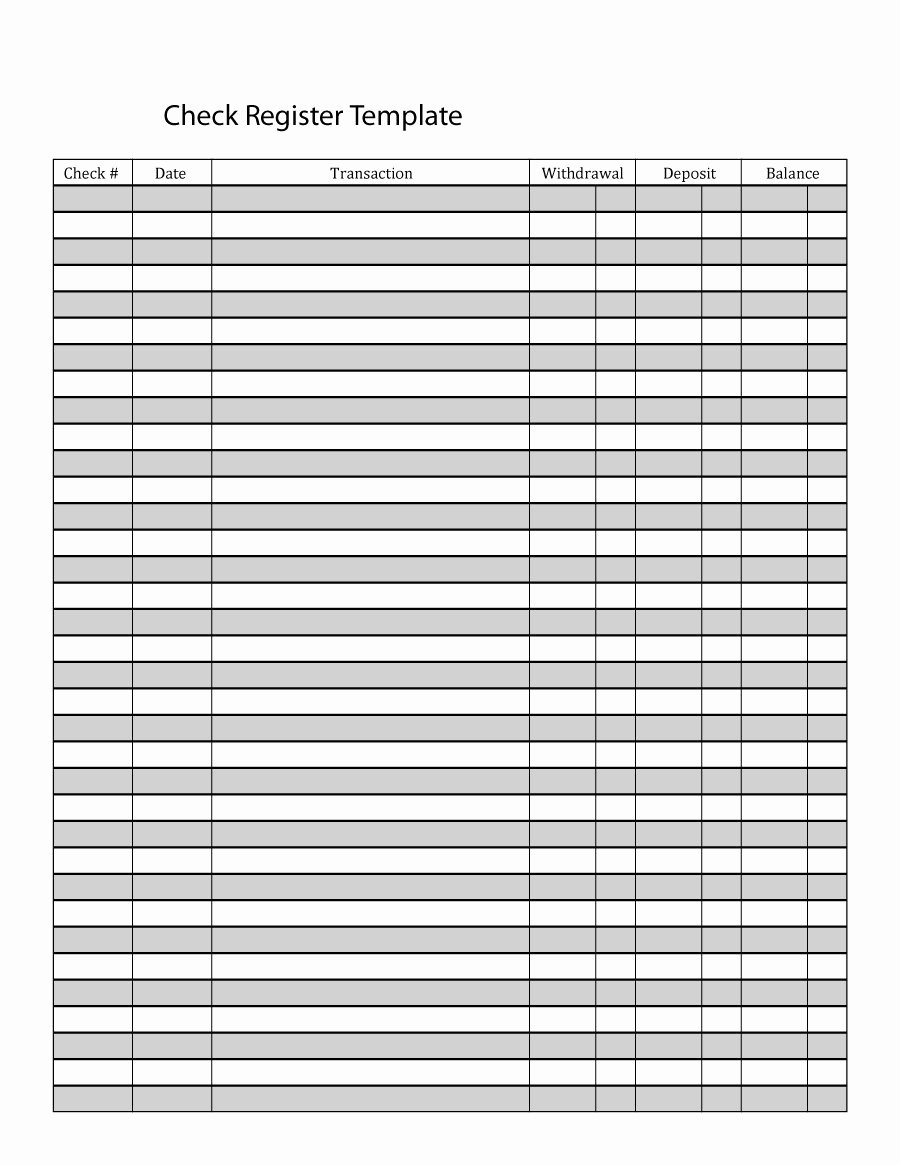 Free Printable Checks Template Awesome 37 Checkbook Register Templates [ Free Printable]