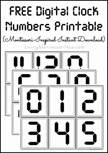 Free Printable Clock Template Unique Free Digital Clock Numbers Printable Montessori Inspired