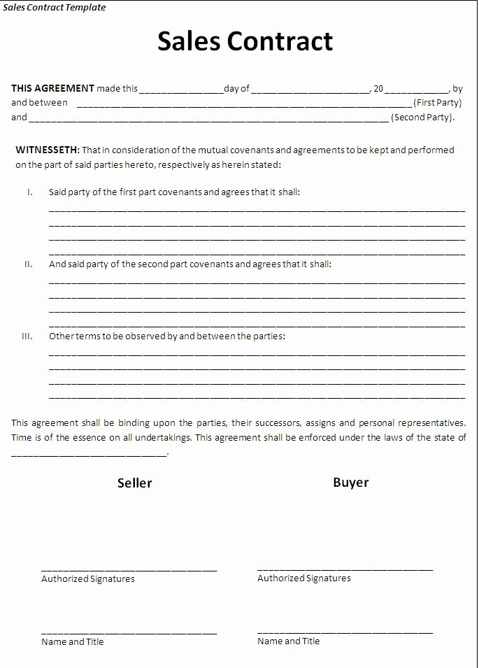 Free Purchase Agreement Template Beautiful Sales Agreement Free Printable Sales Contract Templates