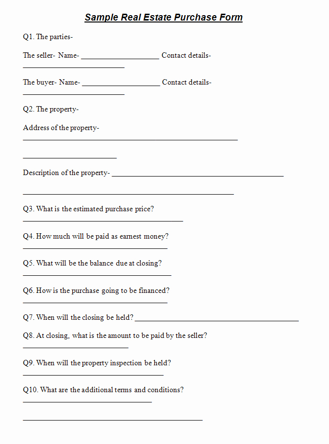 Free Purchase Agreement Template Elegant Purchase forms
