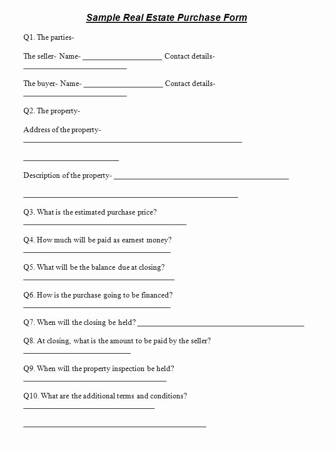 Free Purchase Agreement Template Lovely Purchase forms
