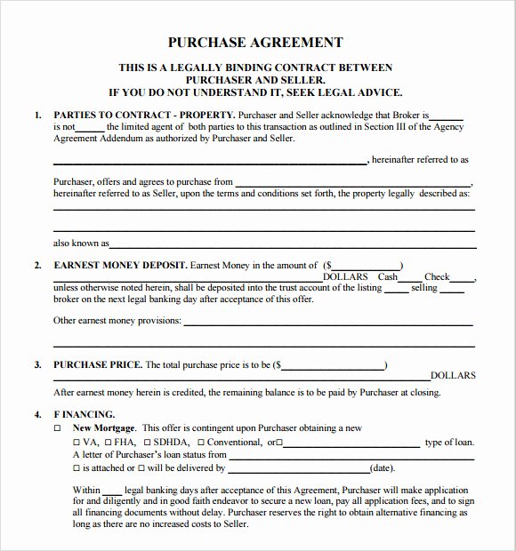 Free Purchase Agreement Template Luxury 8 Sample Real Estate Purchase Agreements