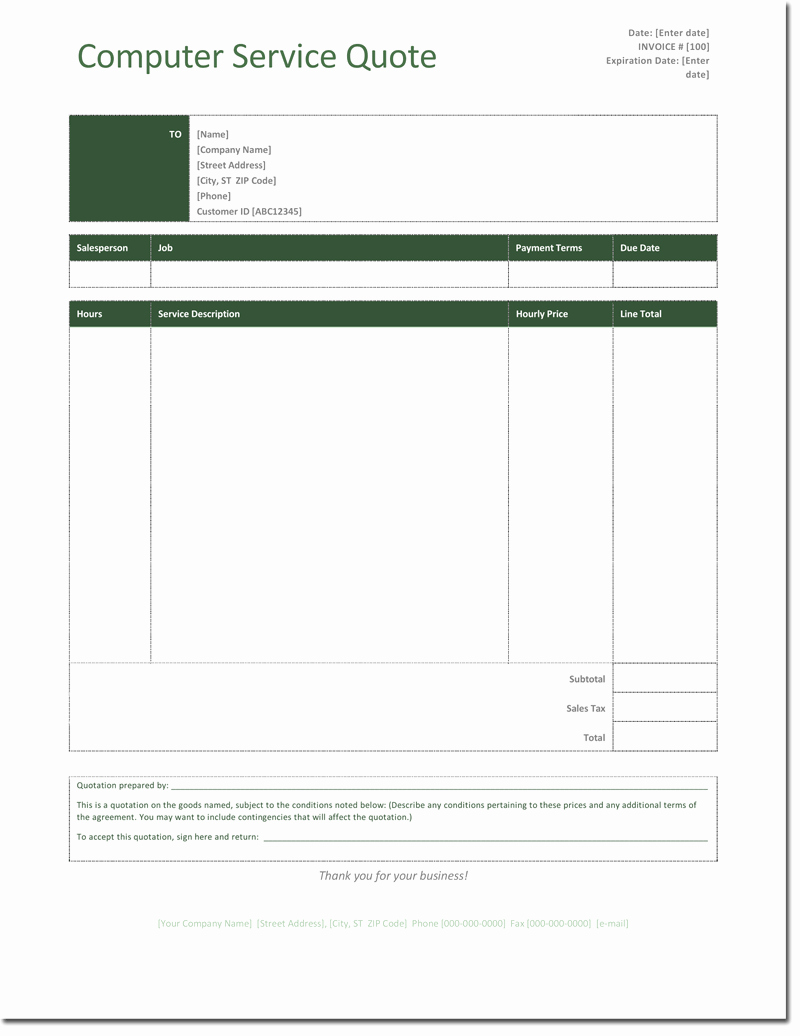 Free Quote Template Word Best Of Quotation Templates – Download Free Quotes for Word Excel