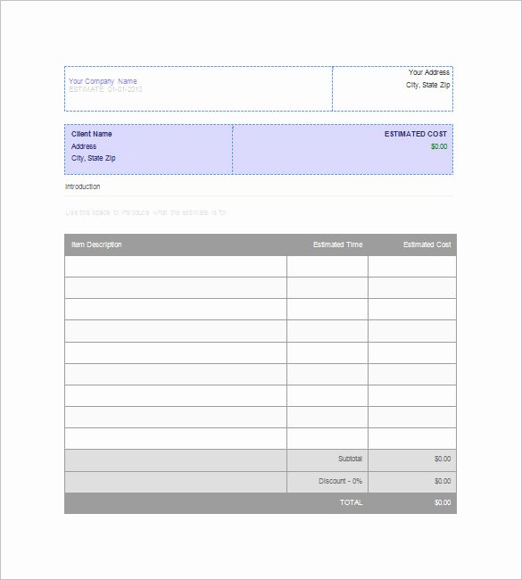 Free Quote Template Word Fresh Blank Estimate Template – 23 Free Word Pdf Excel Google