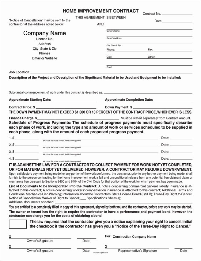 Free Remodeling Contract Template Beautiful Word &amp; Pdf Home Improvement Contract forms