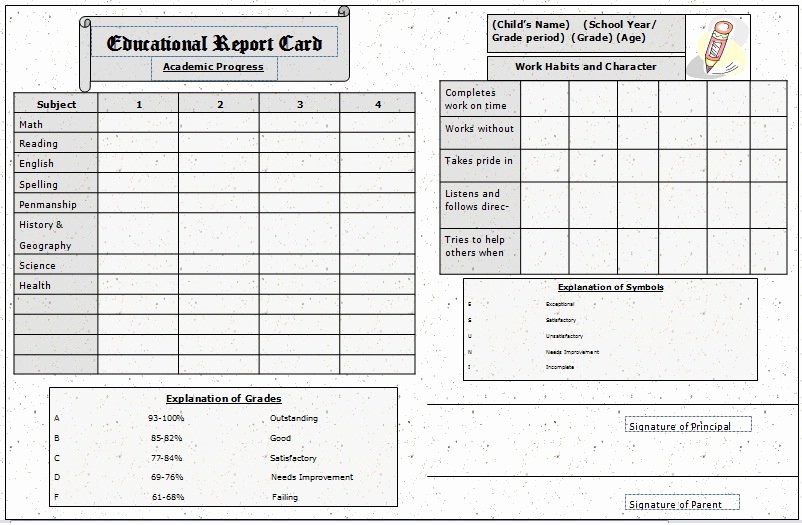 Free Report Card Template Awesome the Report Card Template Sample