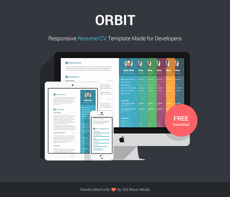 Free Resume Website Template Luxury Free Bootstrap Resume Cv Template for Developers orbit