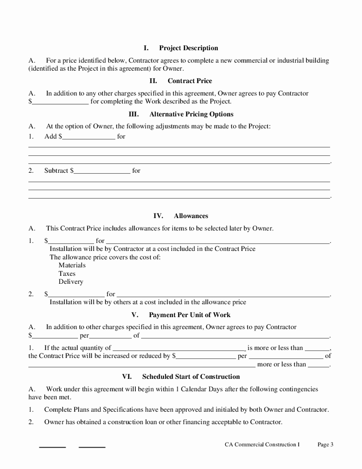 Free Roofing Contract Template Awesome Printable Sample Construction Contract Template form