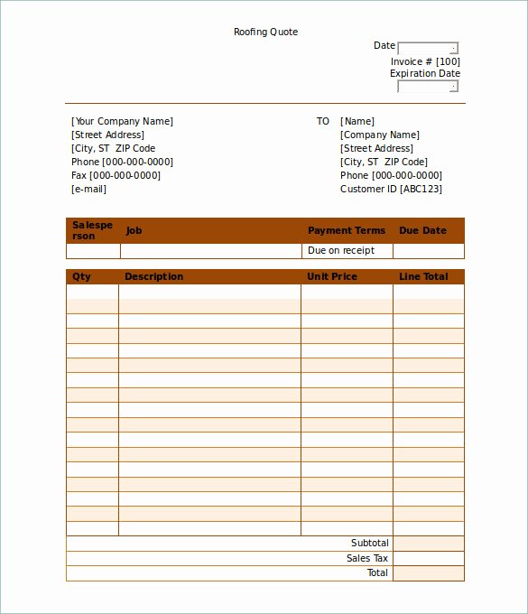 Free Roofing Estimate Template Fresh 12 Roofing Estimate Templates Pdf Doc