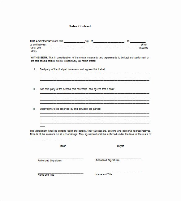 Free Sales Agreement Template New Sales Contract Template – 12 Free Word Pdf Documents