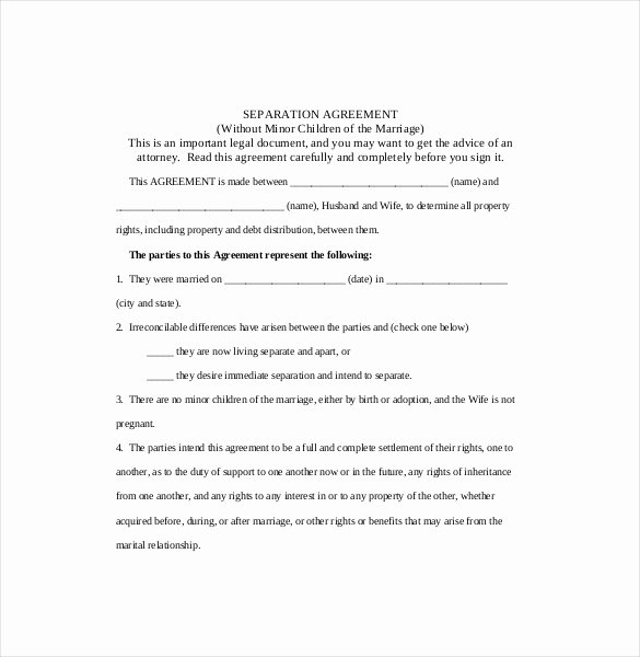 Free Separation Agreement Template Awesome Separation Agreement Template – 13 Free Word Pdf