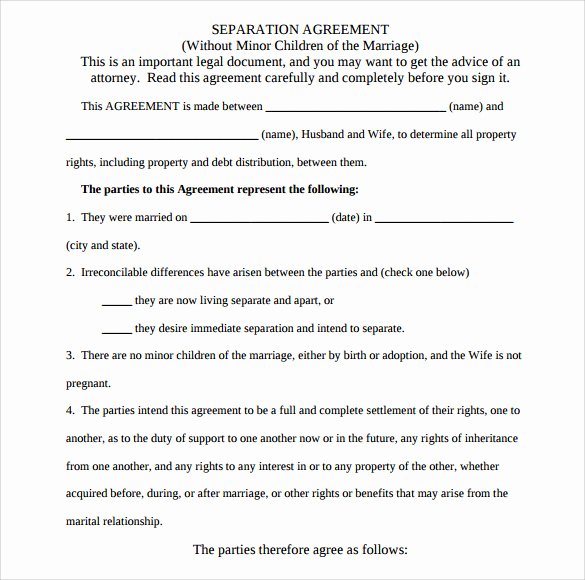 Free Separation Agreement Template Unique Separation Agreement Template 8 Download Free Documents