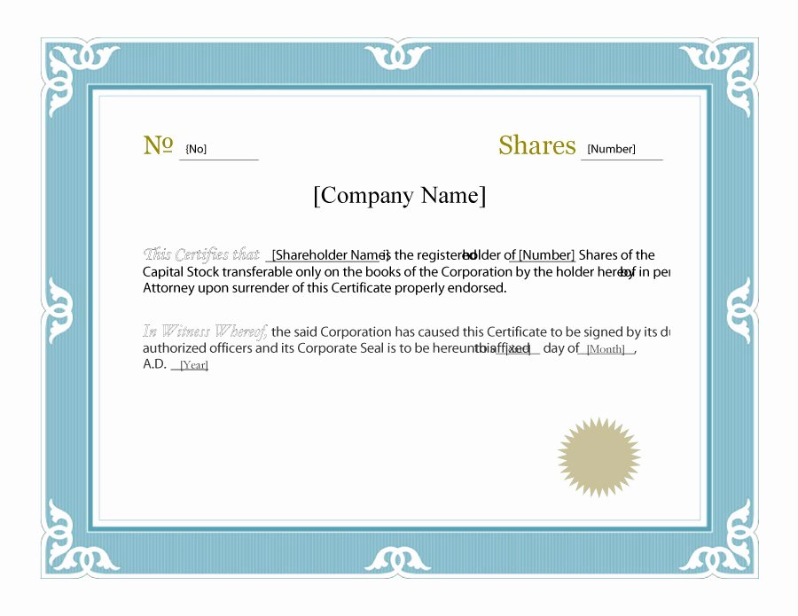 Free Stock Certificate Template Fresh 40 Free Stock Certificate Templates Word Pdf