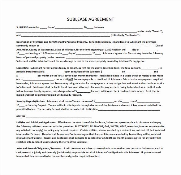 Free Sublease Agreement Template Best Of 23 Sample Free Sublease Agreement Templates to Download