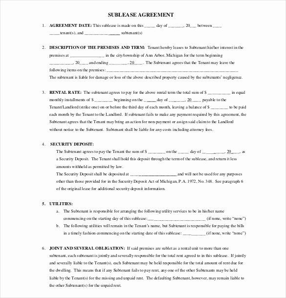 Free Sublease Agreement Template Elegant 10 Sublease Agreement Templates Word Pdf Pages