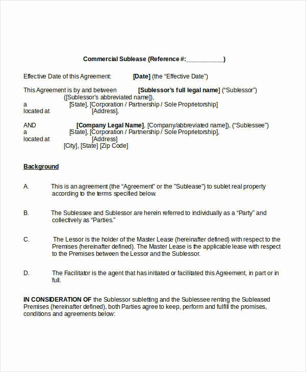 Free Sublease Agreement Template Lovely Sublease Agreement Template 10 Free Word Pdf Documents