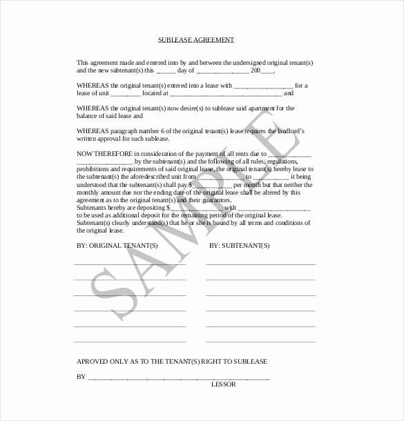 Free Sublease Agreement Template Unique 10 Sublease Agreement Templates Word Pdf Pages