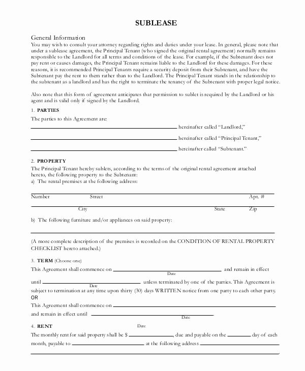 Free Sublease Agreement Template Unique Sublease Contract 7 Free Word Pdf Documents Download