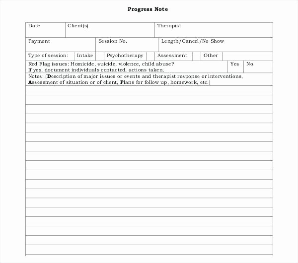 Free therapy Notes Template New Template for Progress Notes Client Progress Notes Template