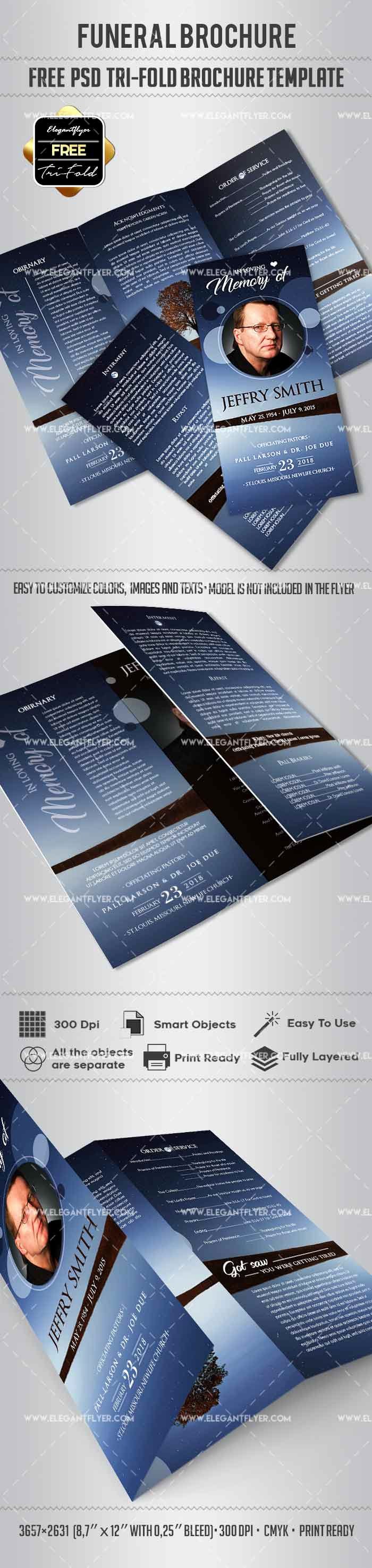 Free Tri Fold Template Awesome Free Tri Fold Funeral Brochure – by Elegantflyer
