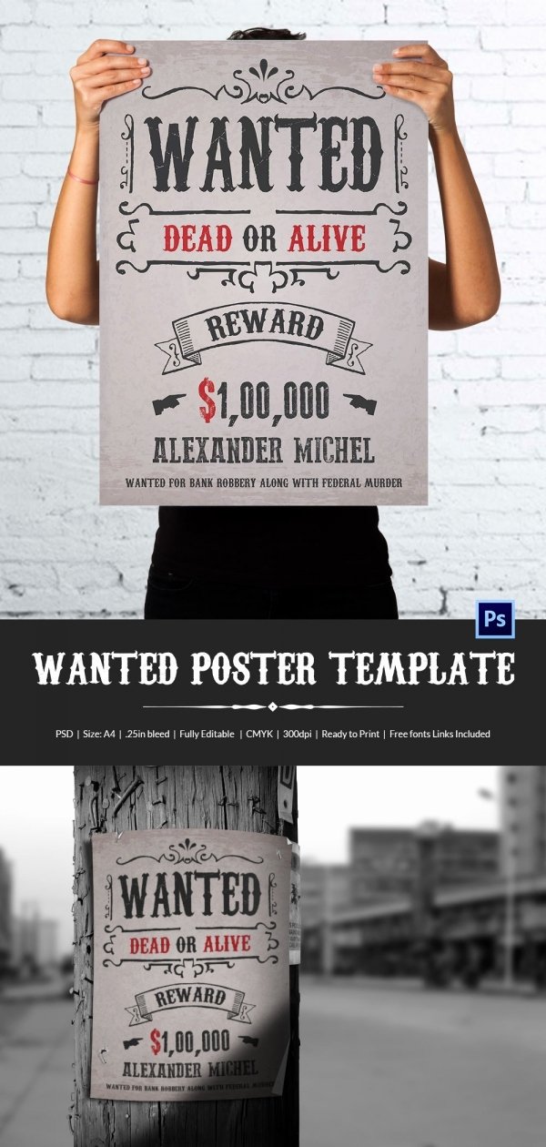 Free Wanted Poster Template Awesome Wanted Poster Template 34 Free Printable Word Psd