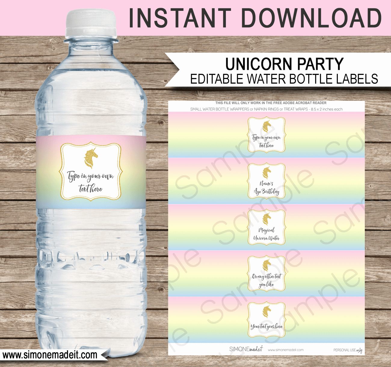 Free Water Bottle Template Best Of Unicorn Water Bottle Labels