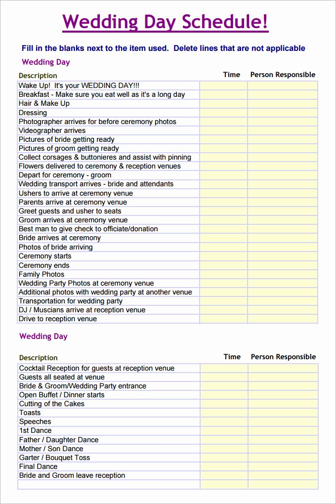 Free Wedding Itinerary Template Luxury 28 Wedding Schedule Templates &amp; Samples Doc Pdf Psd