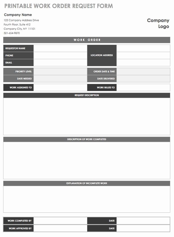 Free Work order Template Lovely 15 Free Work order Templates