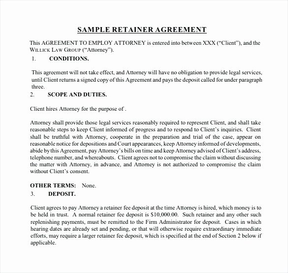 Freelance Retainer Contract Template New Legal Retainer Agreement Template Sample Legal Retainer