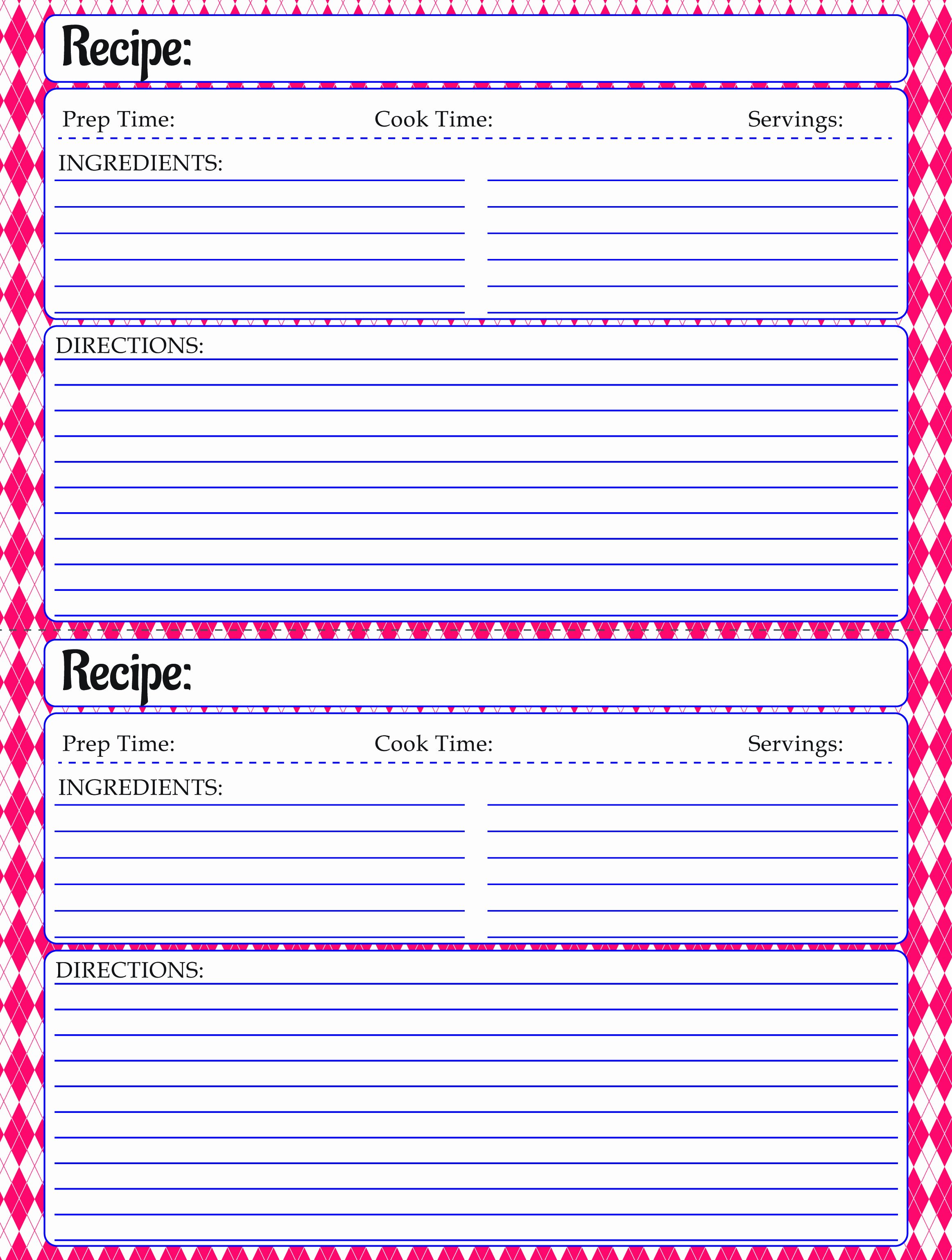 Full Page Recipe Template Best Of Free Printable Recipe Template