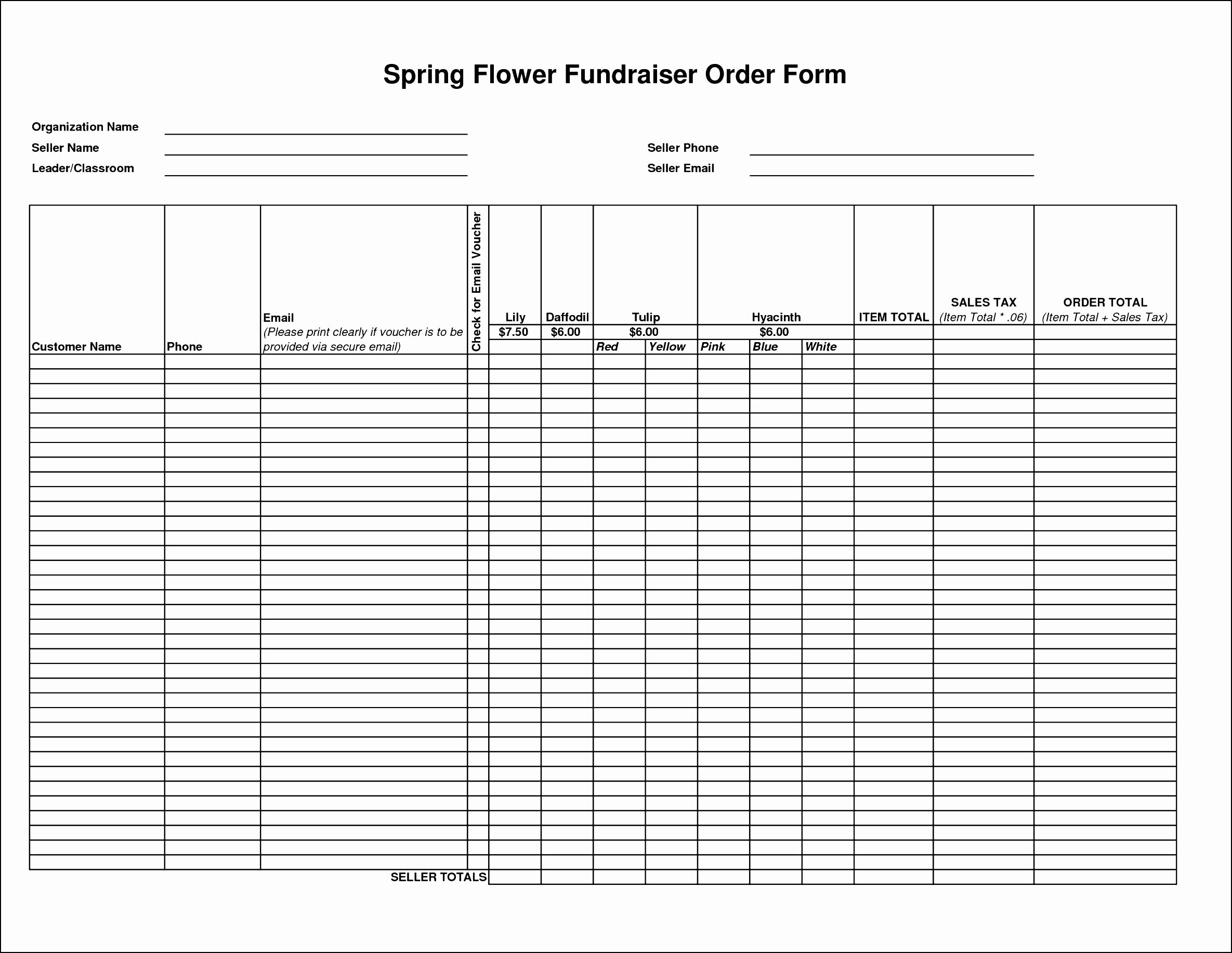 Fundraiser form Template Free Elegant Collection solutions Flower Fundraiser order forms