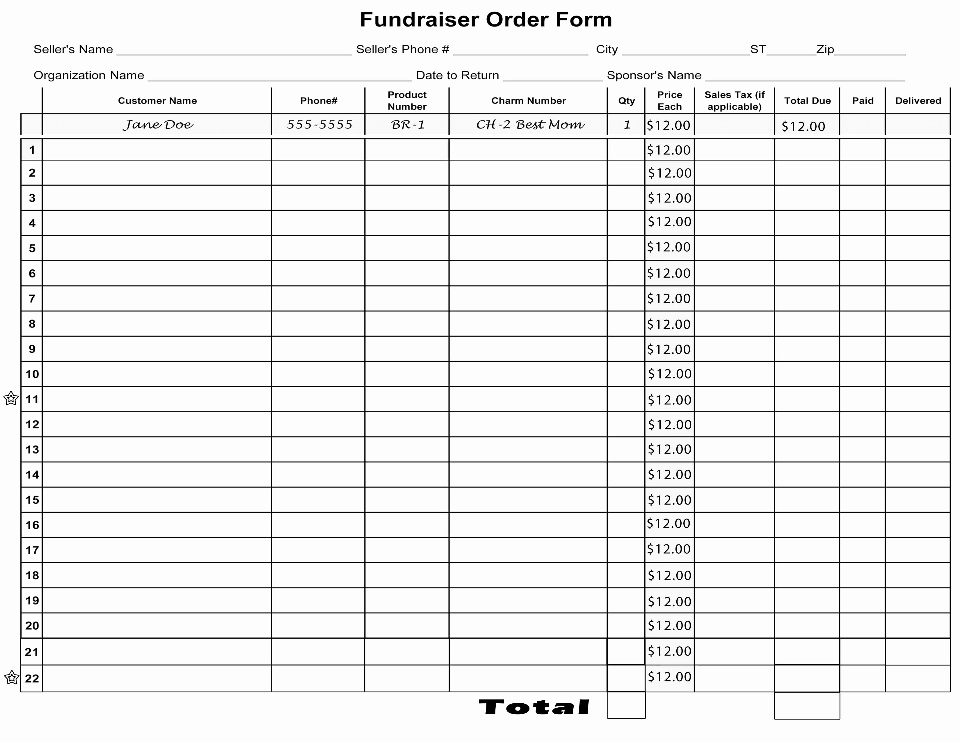 Fundraiser order form Template Awesome Blank order form Template Mughals