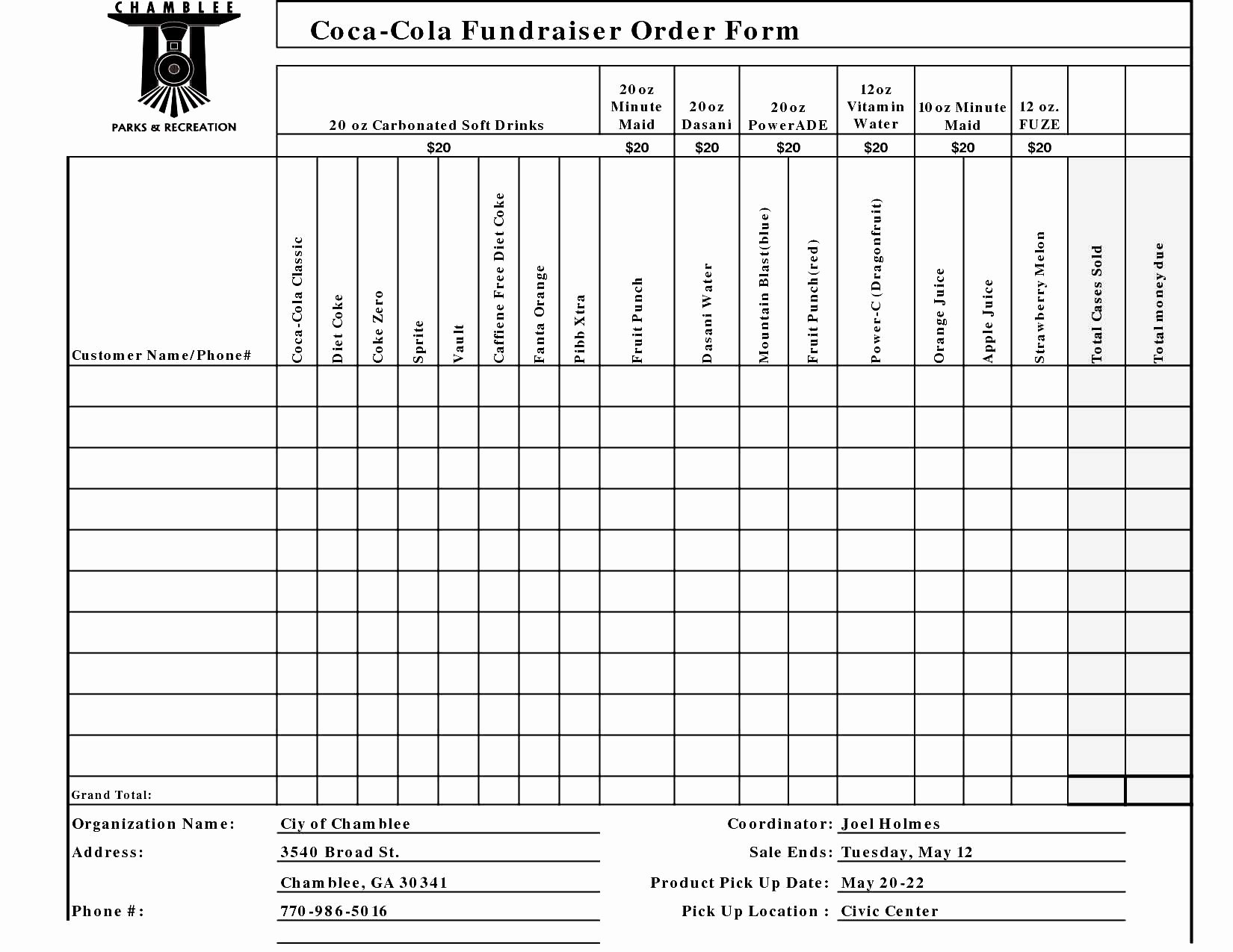 Fundraising Plan Template Excel Luxury Free Fundraiser order form Template Excel