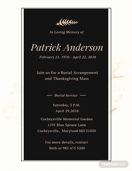 Funeral Announcement Template Free Inspirational Free Simple Funeral Invitation Template Download 513