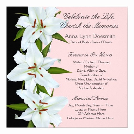 Funeral Announcement Template Free Luxury White Lily Funeral Announcements 5 25&quot; Square Invitation